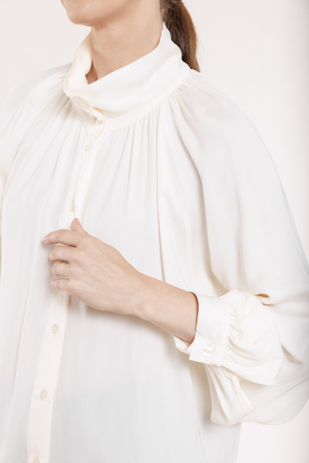 Vanilla chiffon button-up blouse