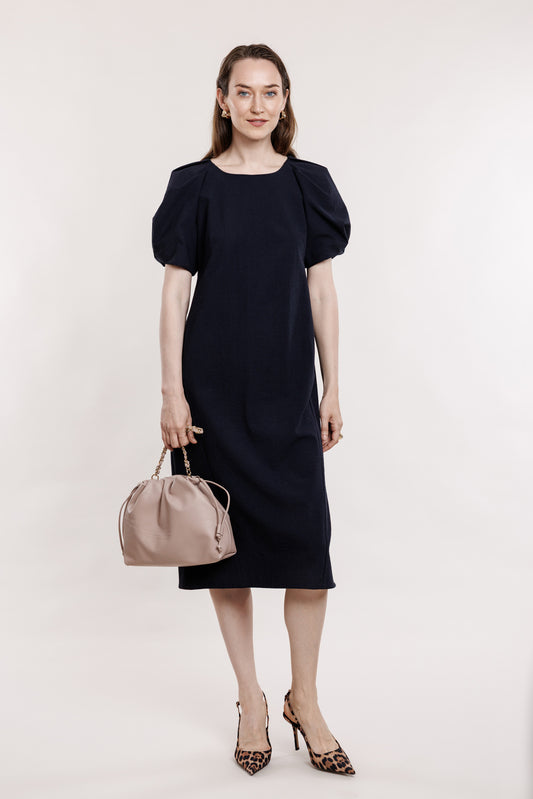 Dark blue cocktail dress with pockets