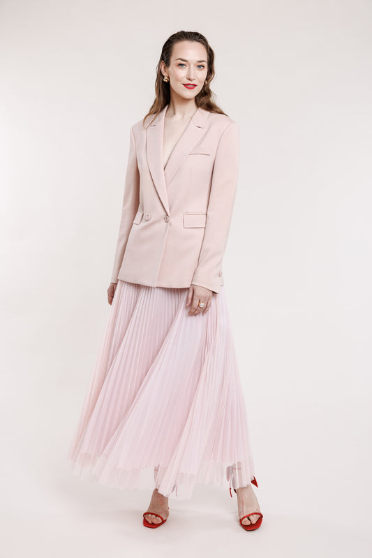 Pink pleated tulle skirt