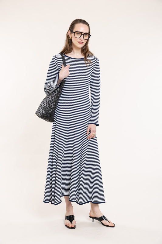 Knitted dress with stripes