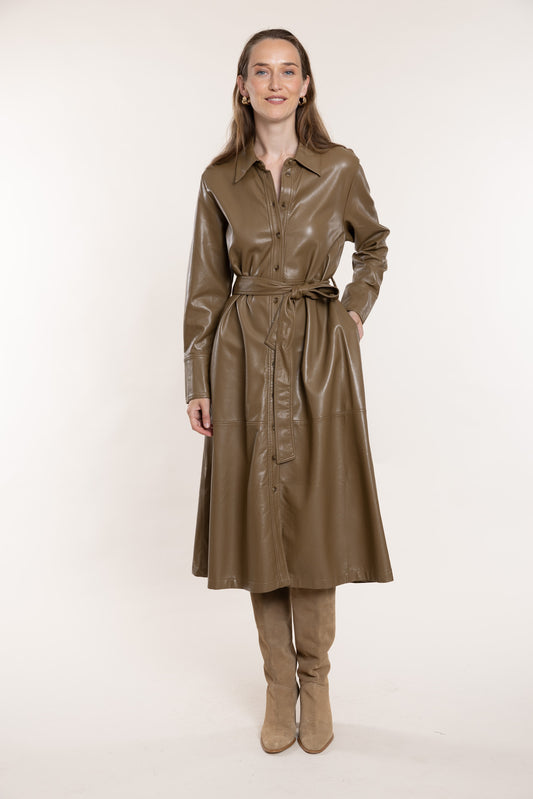 Eco leather dress with belt