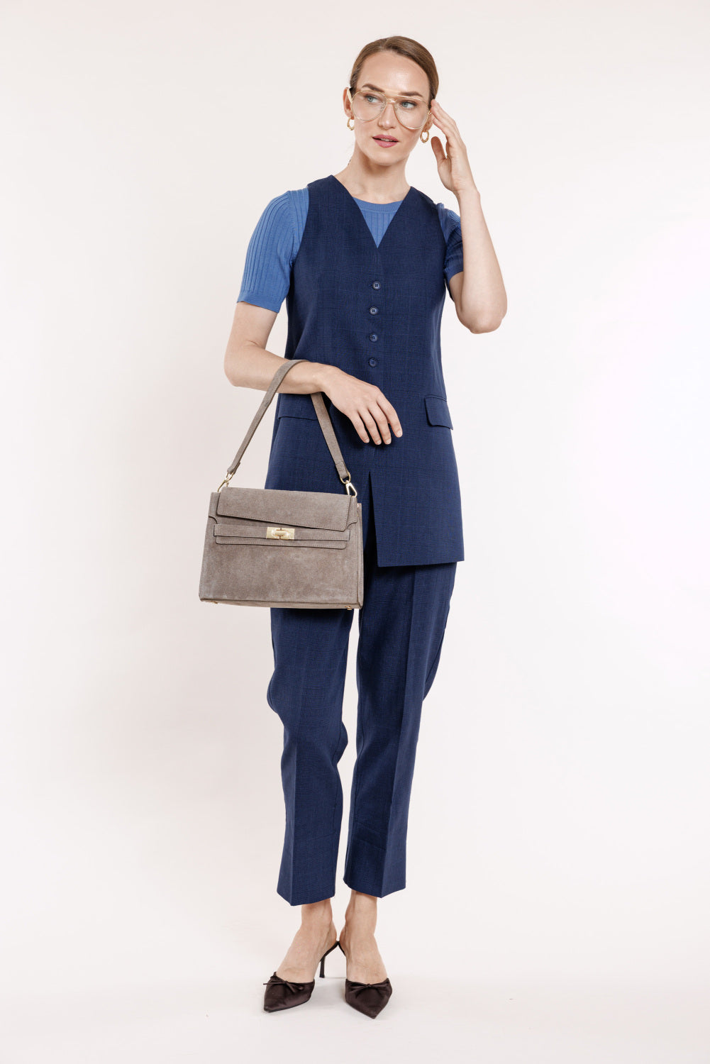 Dark blue plaid trousers
