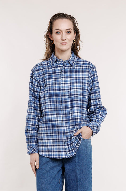 Rūtains flaneļa krekls ar spiedpogām