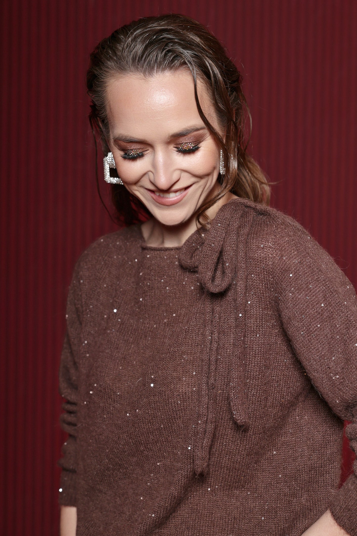 Brown sweater with sequins